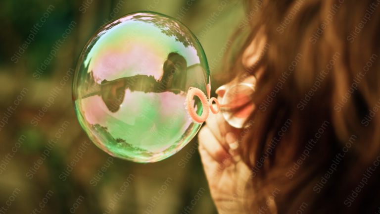 Iridescent bubble person background image & Google Slides Theme