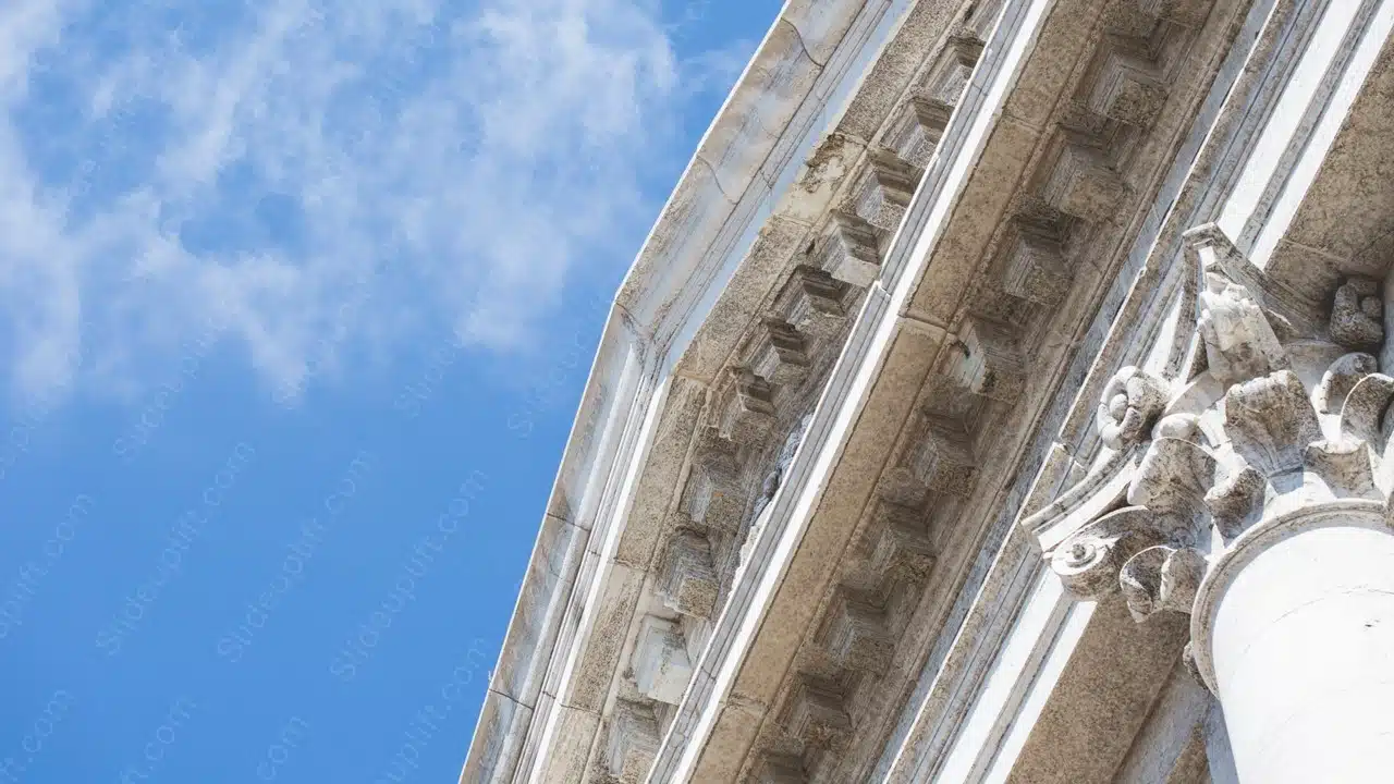 Light Blue Sky White Column and Historical Facade background image & Google Slides Theme