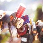 Multicolored Padlocks Bokeh background image & Google Slides Theme