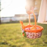 Orange Easter Basket Sunset background image & Google Slides Theme