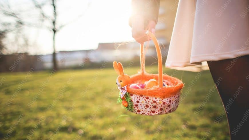 Orange Easter Basket Sunset background image