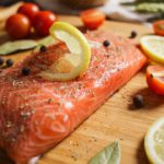 Orange Salmon Food Preparation background image & Google Slides Theme