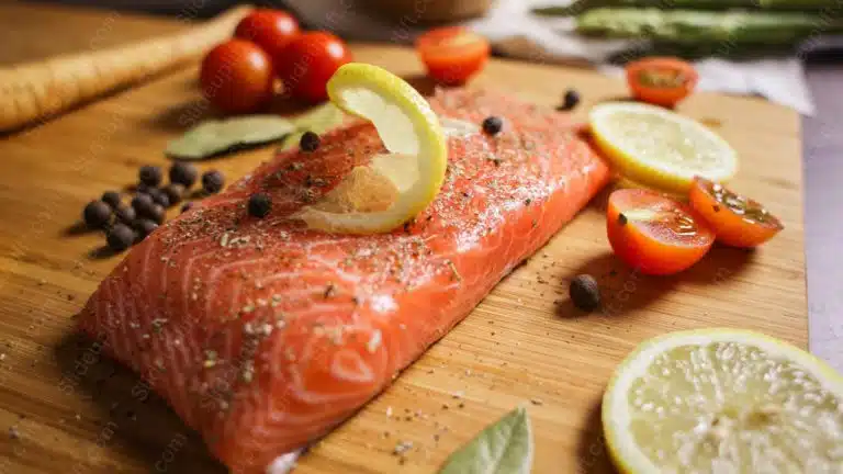 Orange Salmon Food Preparation background image & Google Slides Theme