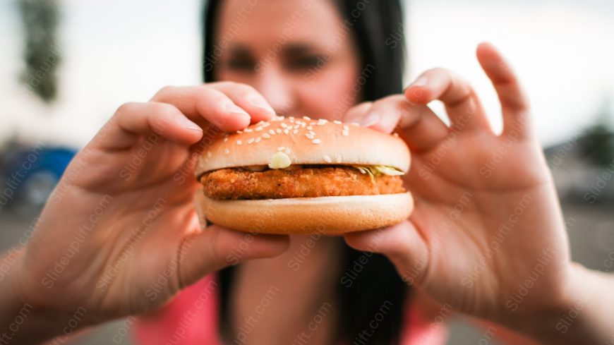 Peach Hands Holding Burger background image