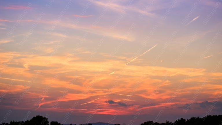 Peach SkyContrails Treetops background image & Google Slides Theme