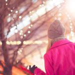 Pink Coat Woman Sunlit Bokeh background image & Google Slides Theme