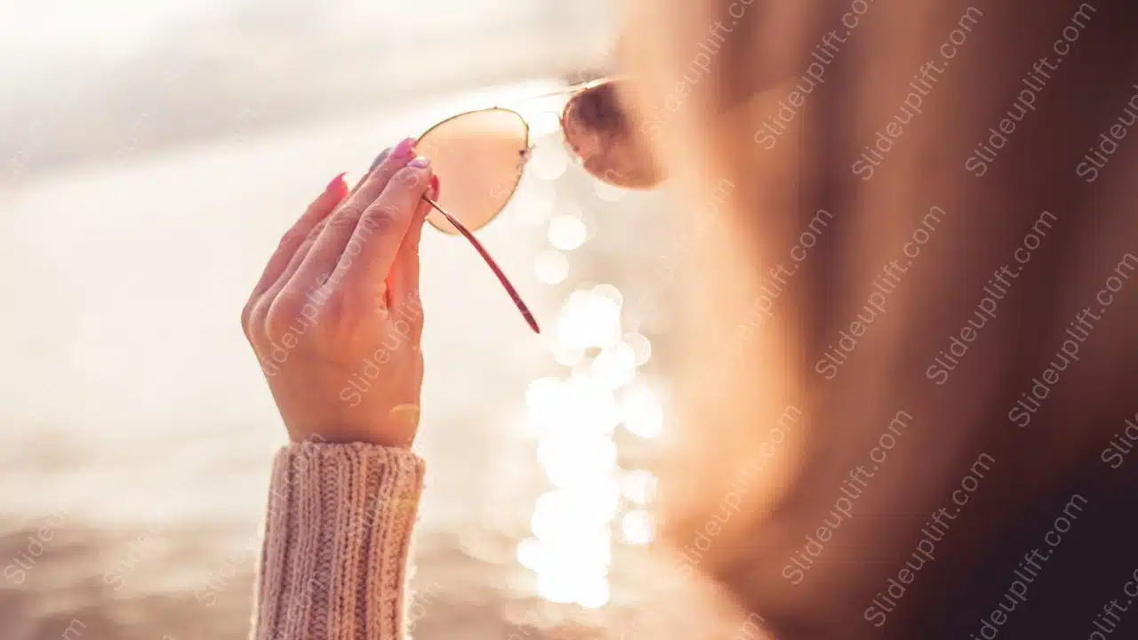 Pink Nail Polish Sunglasses Warm Glow background image & Google Slides Theme