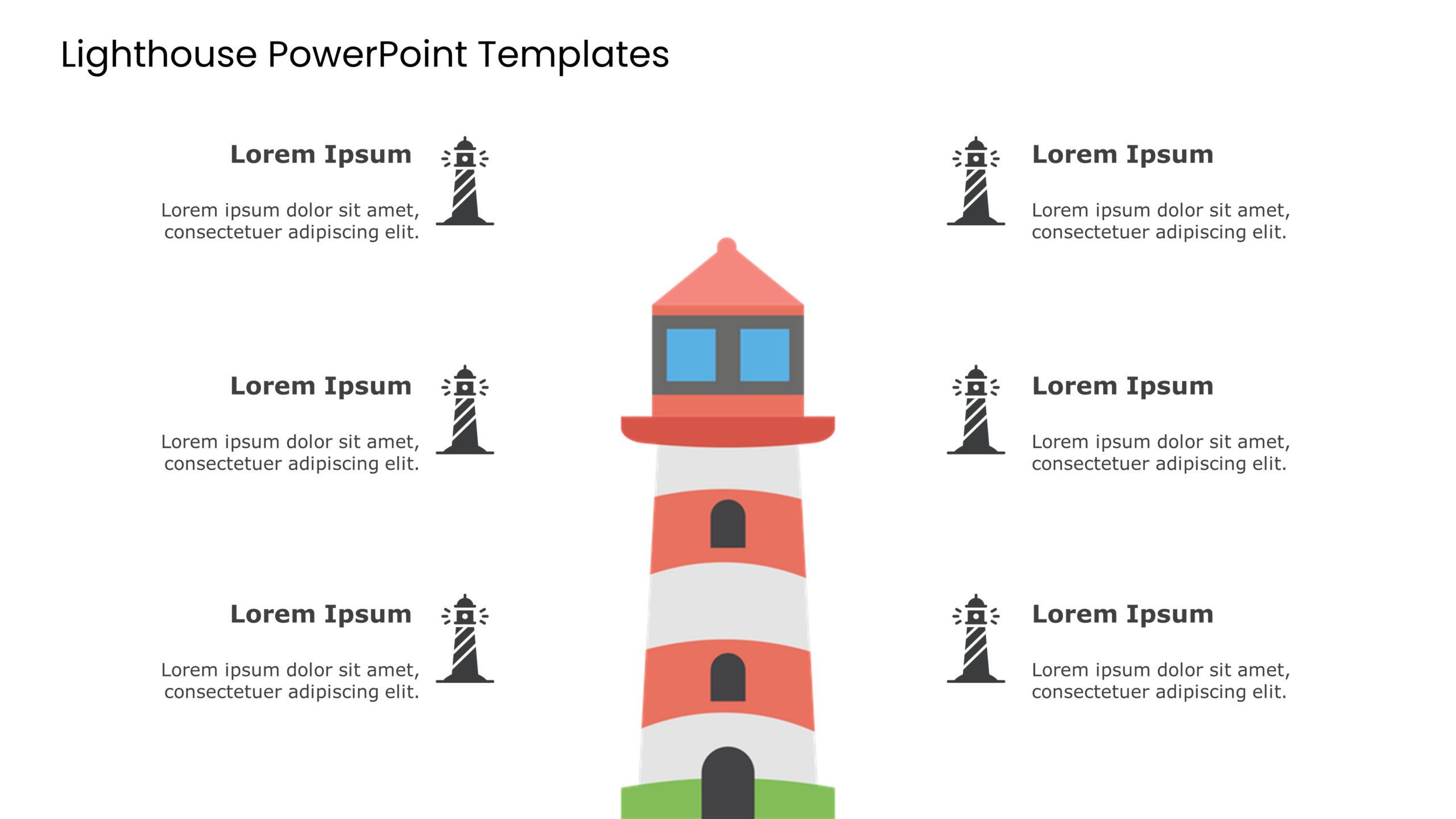 Lighthouse In Distance Powerpoint Background PowerPoint Light House Template