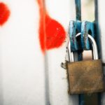 Red Blue Rust Padlock background image & Google Slides Theme