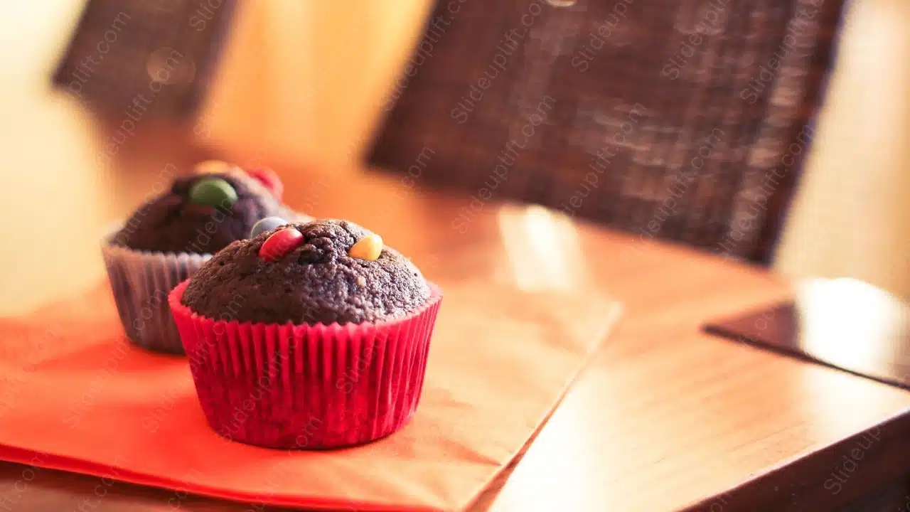 Red Chocolate Muffins Warm Toned background image & Google Slides Theme