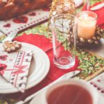 Red Green White Dinnerware Festive background image & Google Slides Theme