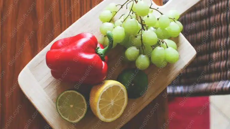 Red Green Yellow Fruits Wooden Board background image & Google Slides Theme