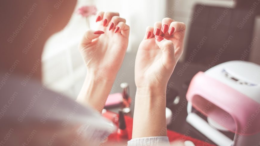 Red Manicured Hands Beauty Salon background image