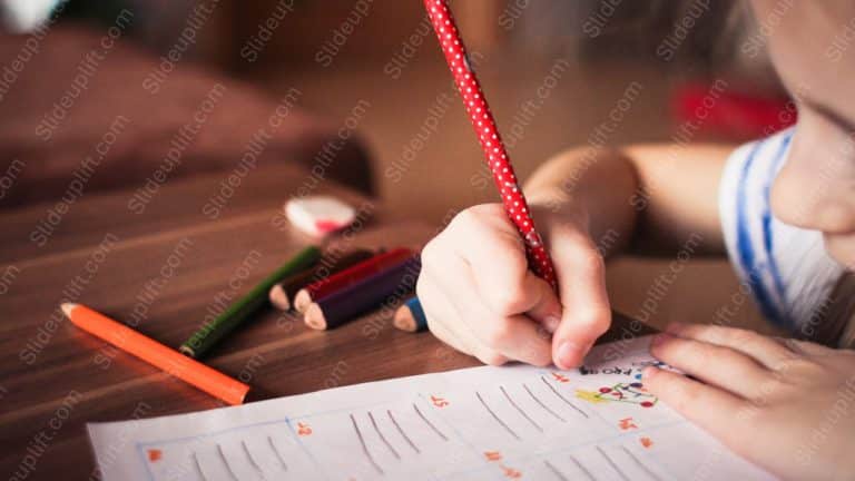 Red Polka Dot Pencil Child_s Handwriting background image & Google Slides Theme