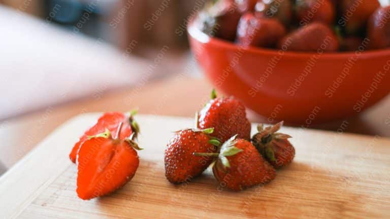 Red Strawberries Wooden Background Image & Google Slides Theme