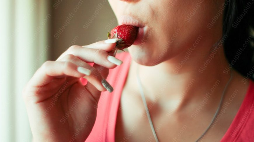 Red Strawberry Person Eating background image