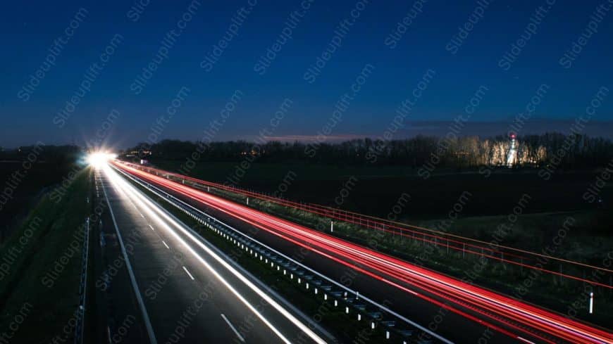 Red White Light Streaks Highway Night Sky background image