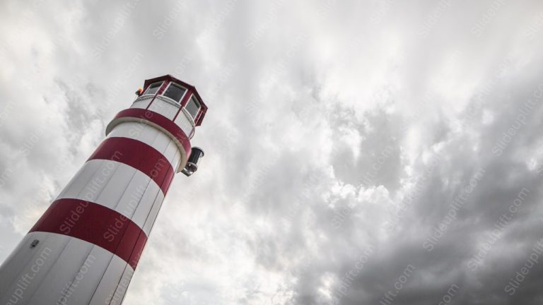 Red White Lighthouse Stormy Sky background image & Google Slides Theme