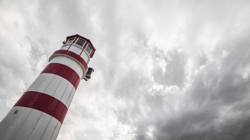 Red White Lighthouse Stormy Sky background image