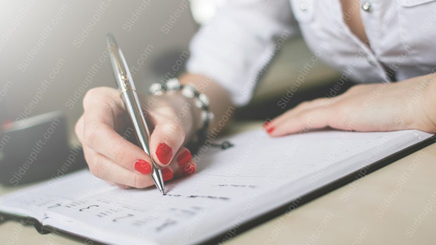 Red White Writing Hand and Pen background image