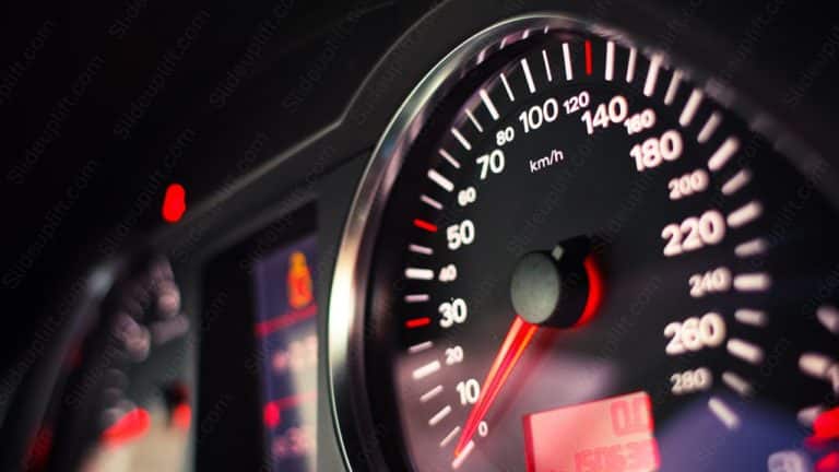 Red and white speedometer background image & Google Slides Theme