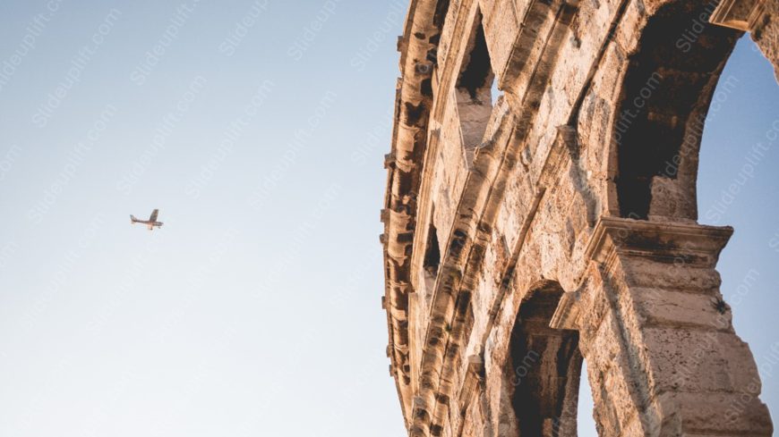 Sandstone Colosseum Airplane Sky background image