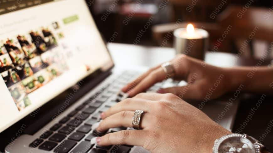 Silver Laptop and Hands background image