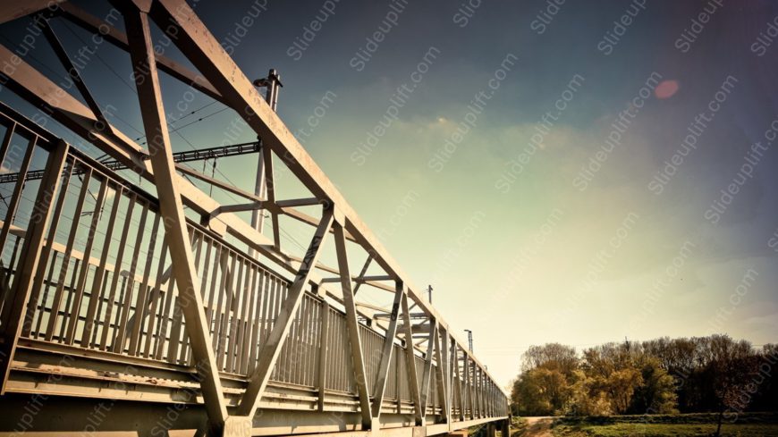 Silver Steel Bridge Blue Sky background image