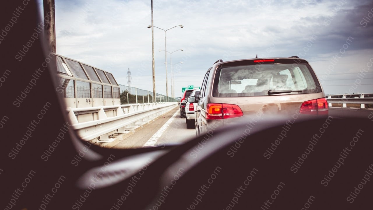 Silver cars traffic jam background image & Google Slides Theme