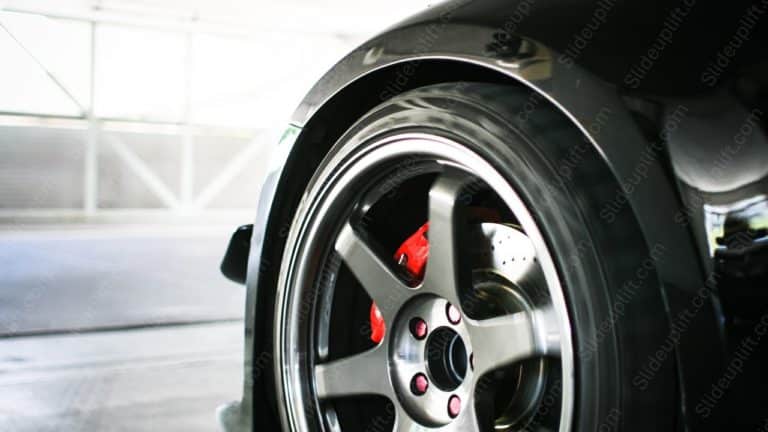 Silver wheel red brake caliper background image & Google Slides Theme