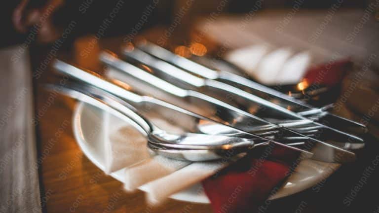 Silverware Crimson Napkin Restaurant Table background image & Google Slides Theme