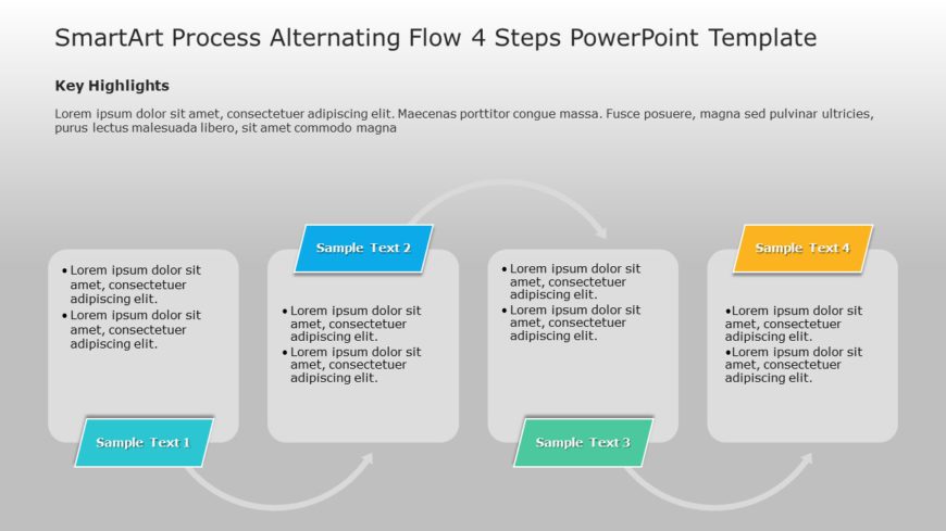 SmartArt Process Alternating Flow 4 Steps PowerPoint Template