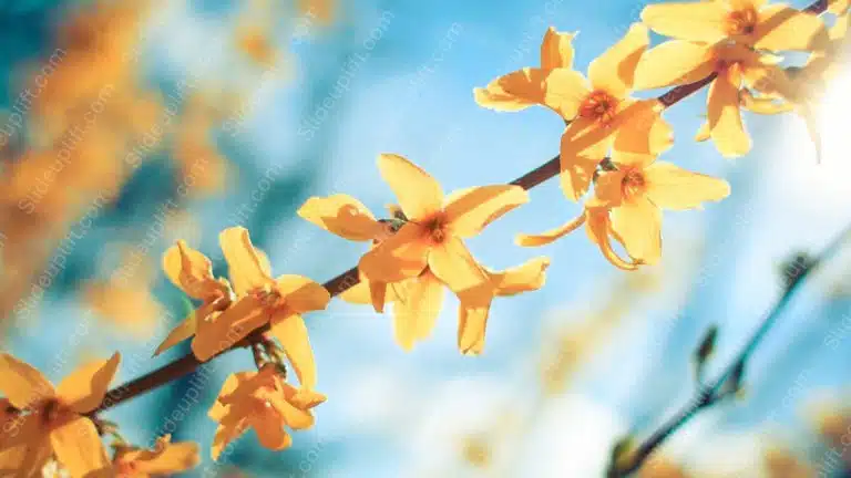 Sunshine Yellow Flowers Sky Blue background image & Google Slides Theme