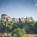 Terracotta Castle Blue Sky background image & Google Slides Theme