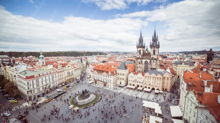 Terracotta Rooftops Cityscape background image & Google Slides Theme