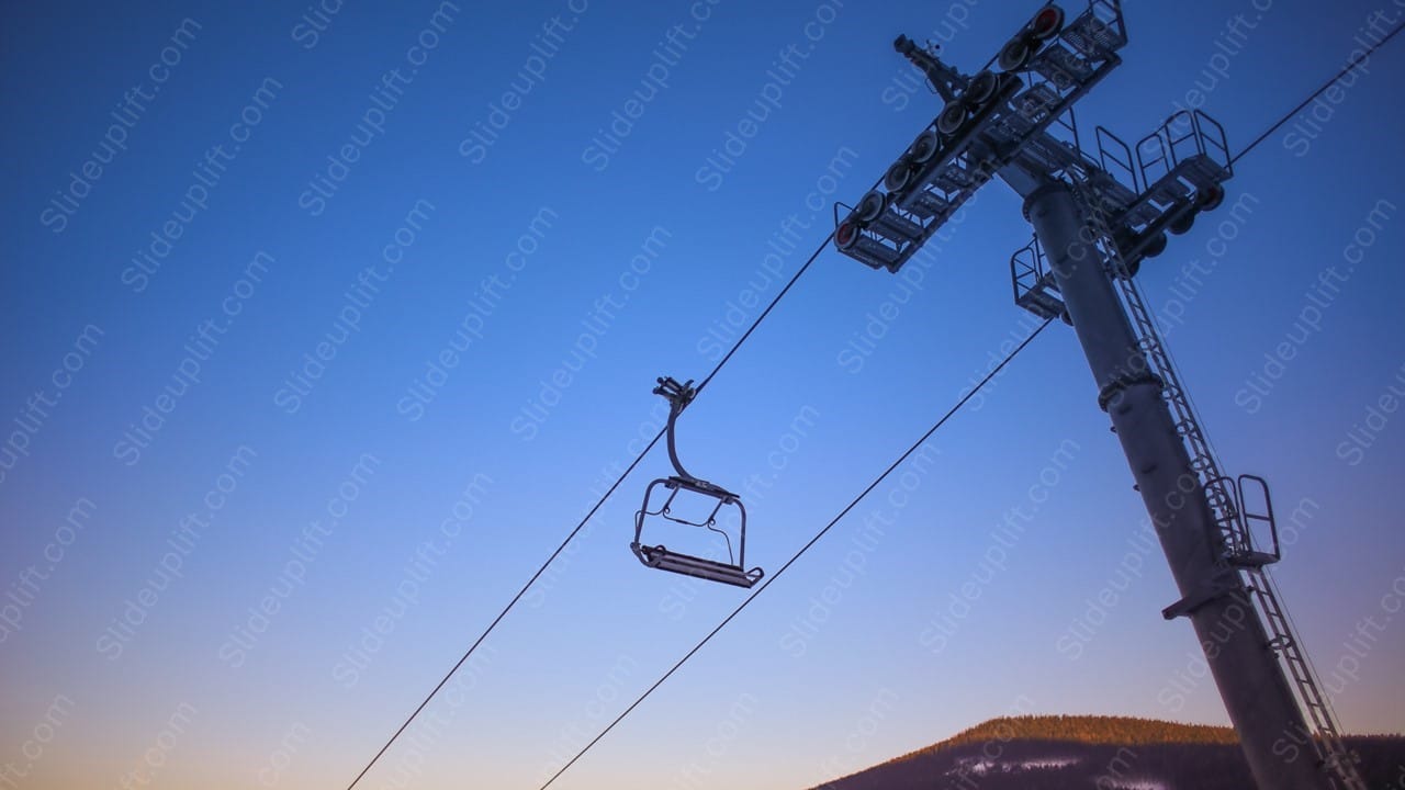 Twilight blue ski lift background image & Google Slides Theme