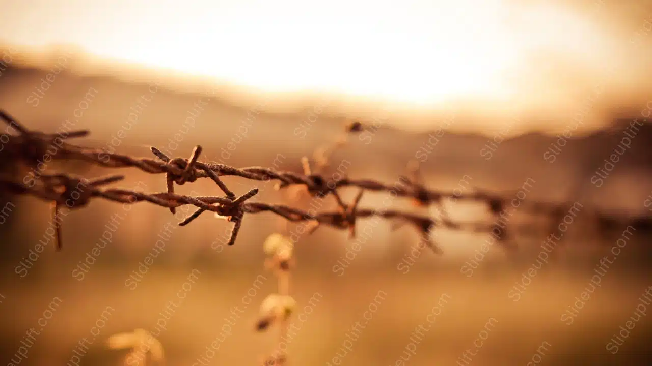 Warm Brown Barbed Wire Blurry Nature background image & Google Slides Theme