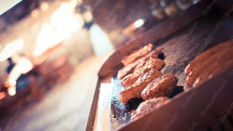 Warm brown meat and sausages cooking background image & Google Slides Theme