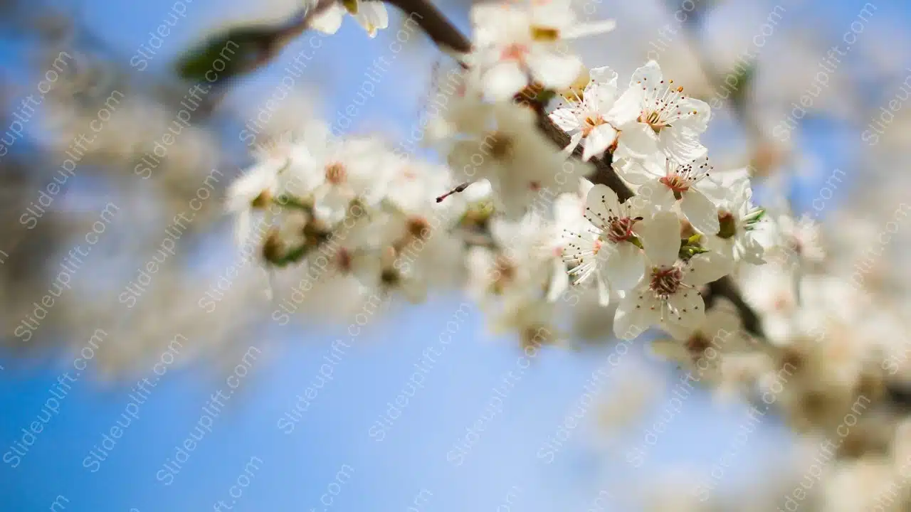 White Cherry Blossoms Blue Sky background image & Google Slides Theme