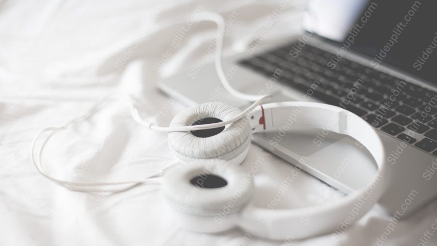 White Headphones Laptop background image