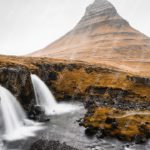 Amber Grass Waterfall Mountain background image & Google Slides Theme