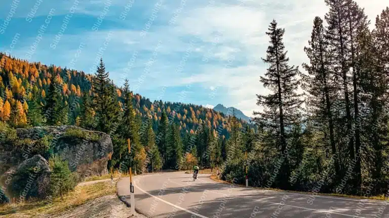 Amber Green Forest Road Cyclist background image & Google Slides Theme