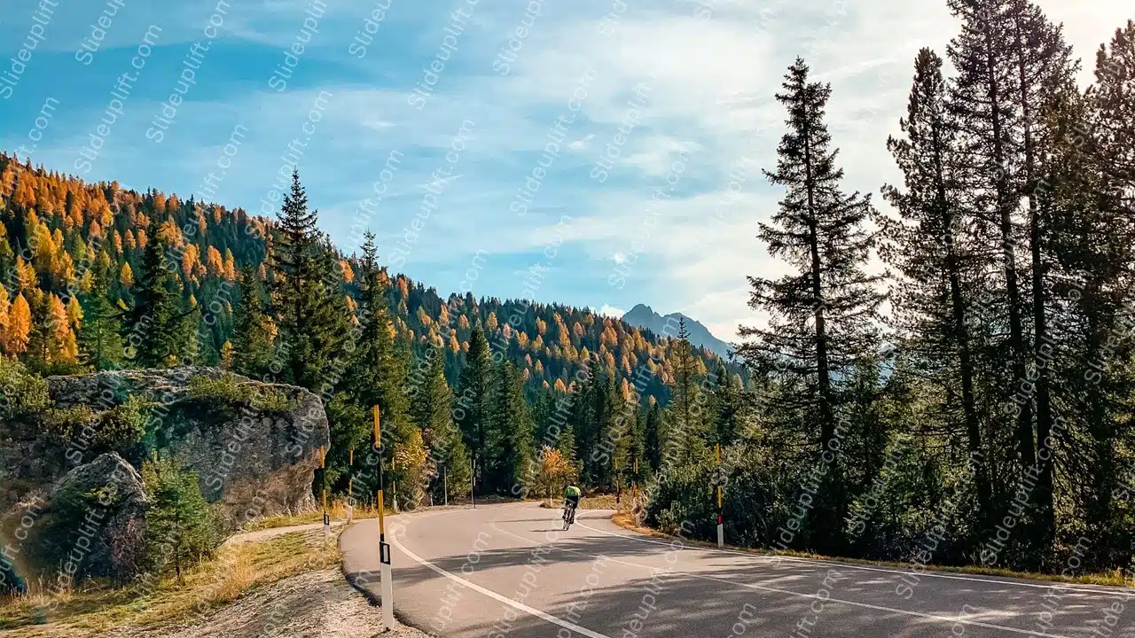 Amber Green Forest Road Cyclist background image & Google Slides Theme