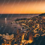 Amber Sunset Cityscape background image & Google Slides Theme