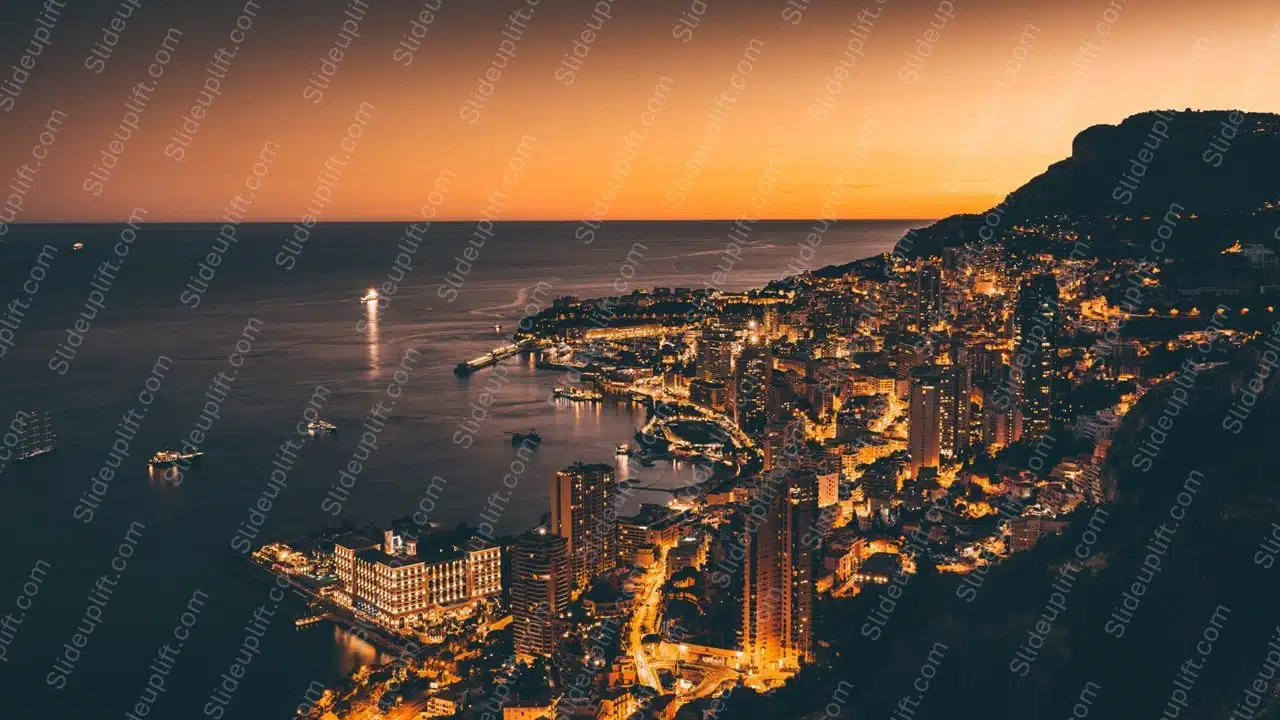 Amber Sunset Cityscape background image & Google Slides Theme