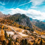 Autumn Yellow Mountains Winding Road background image & Google Slides Theme