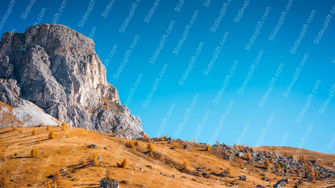 Azure Sky Mountainous Landscape Golden Meadow background image & Google Slides Theme