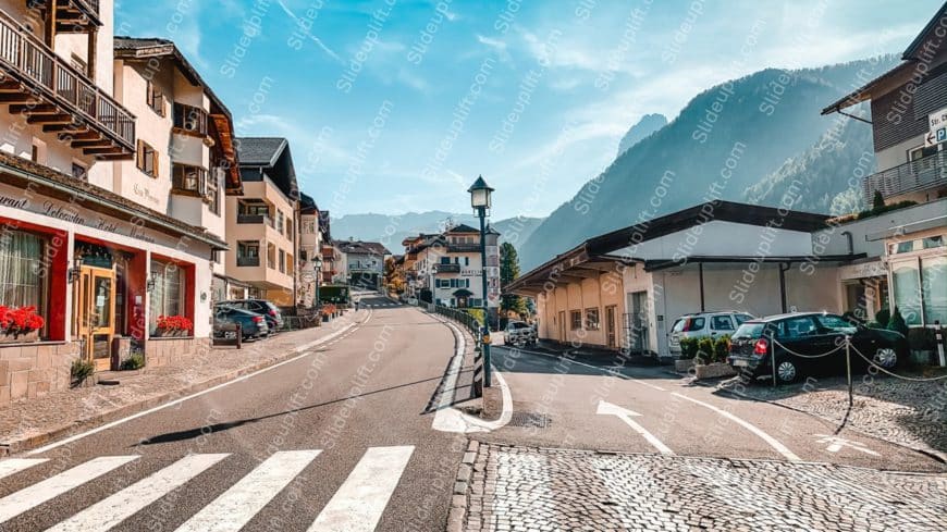 Beige Buildings Blue Sky Mountain background image