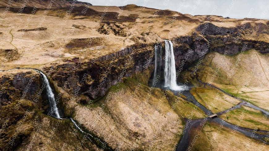 Beige Hills Waterfall background image