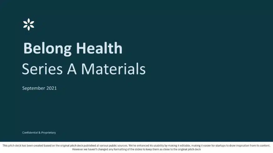 Belong Health Series A Pitch Deck